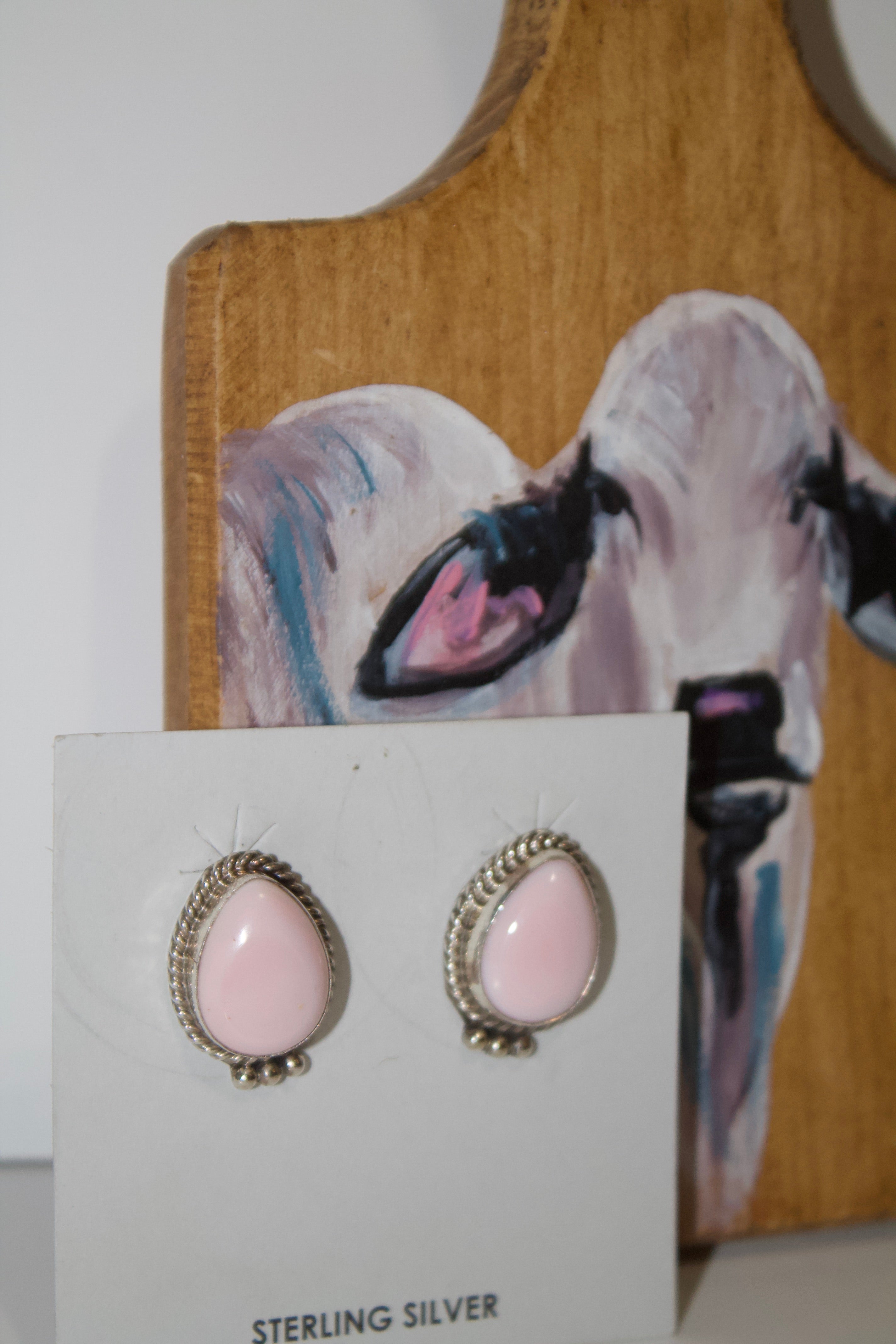 Teardrop Pink Conch Studs